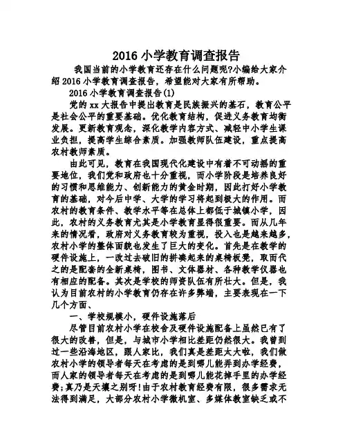 2016小学教育调查报告