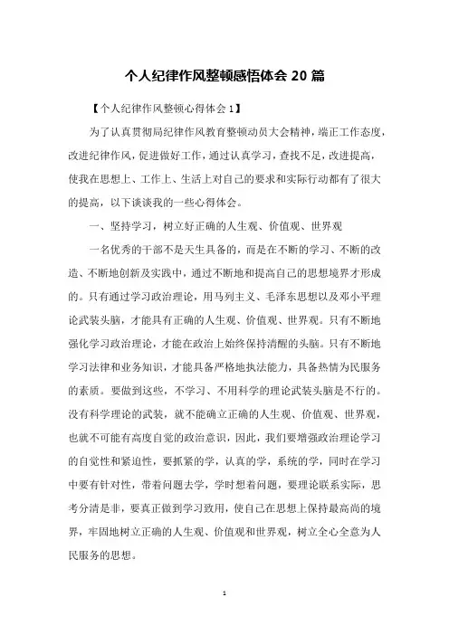 个人纪律作风整顿感悟体会20篇