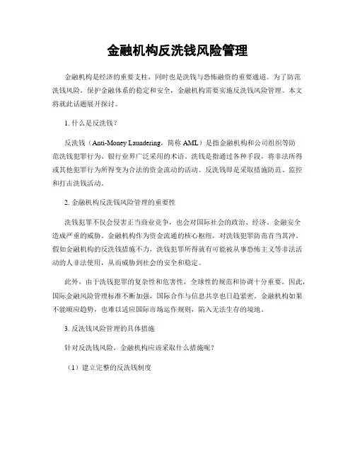 金融机构反洗钱风险管理