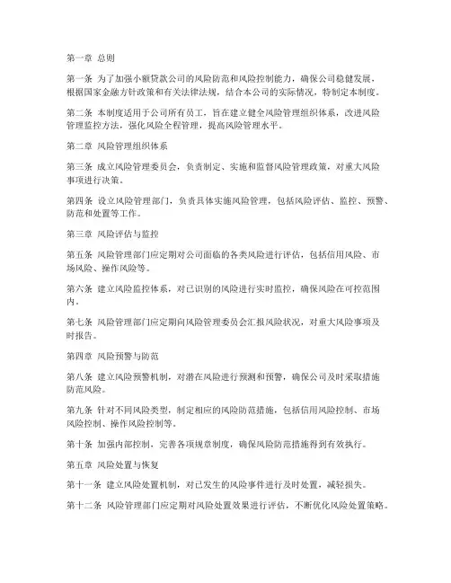 小额贷款公司各项管理制度