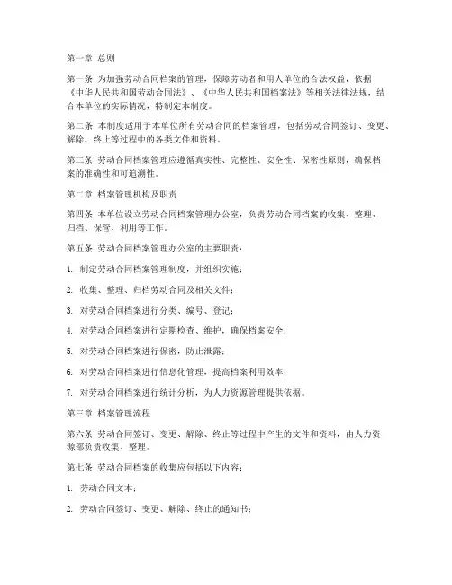 劳动合同档案管理制度