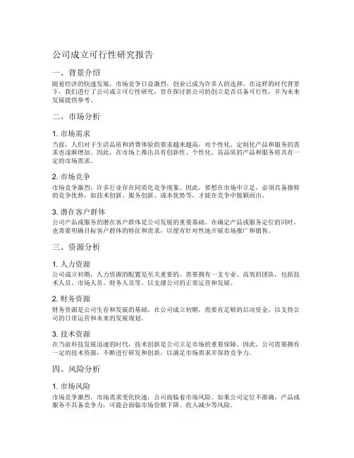 公司成立可行性研究报告