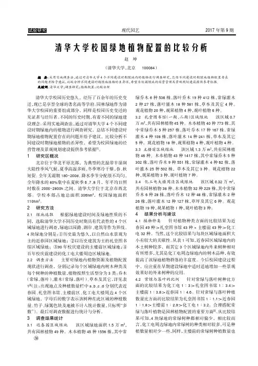 清华大学校园绿地植物配置的比较分析