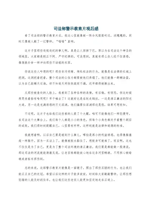 司法部警示教育片观后感