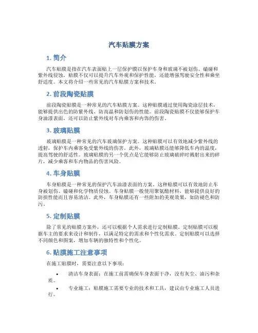 汽车贴膜方案