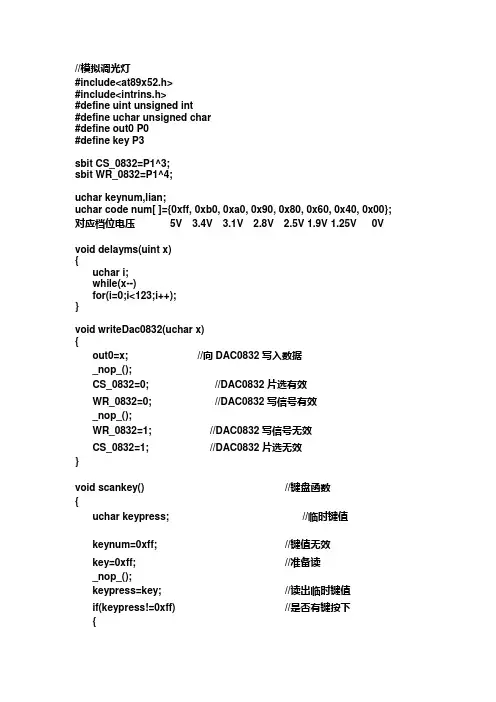 YL236模拟调光灯程序