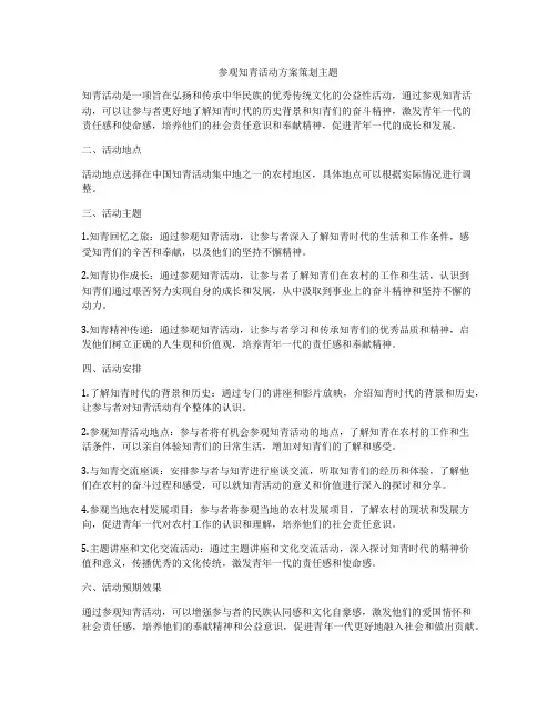 参观知青活动方案策划主题