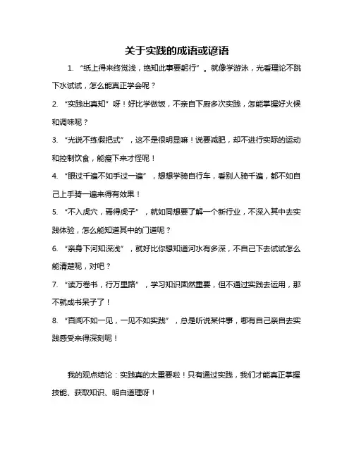 关于实践的成语或谚语