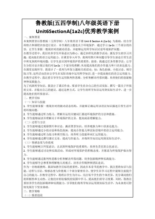 鲁教版(五四学制)八年级英语下册Unit6SectionA(1a2c)优秀教学案例