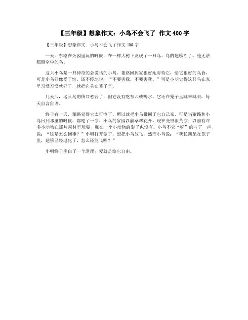 【三年级】想象作文：小鸟不会飞了 作文400字