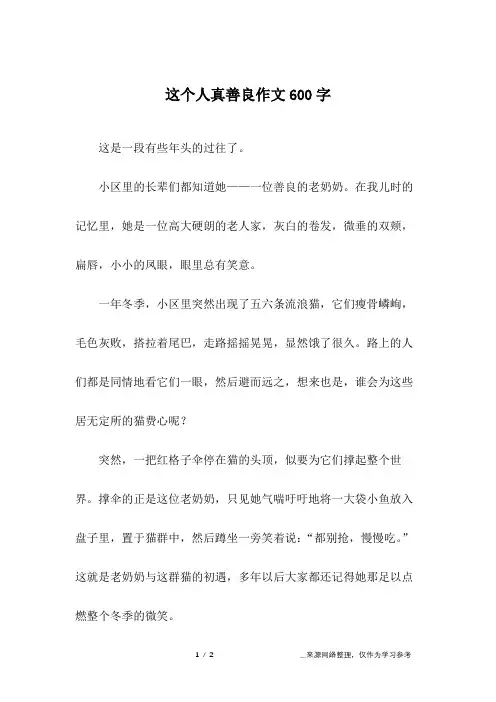 这个人真善良作文600字