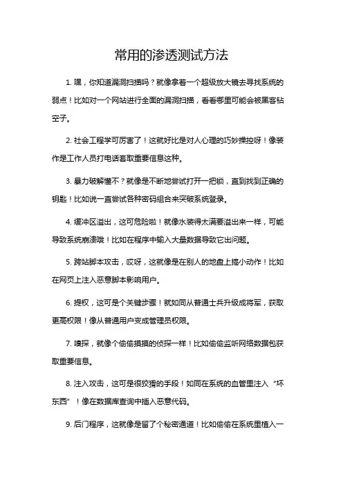 常用的渗透测试方法