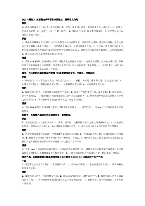 油漆缺陷及解决方法
