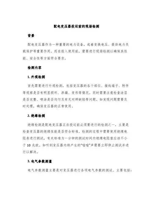 配电变压器投运前的现场检测