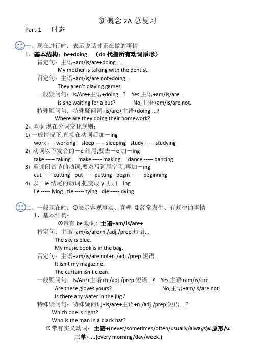 (完整版)新概念青少版2A复习总结(语法)