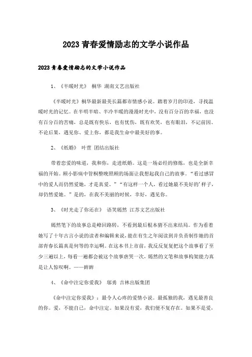 2023励志_青春爱情励志的文学小说作品