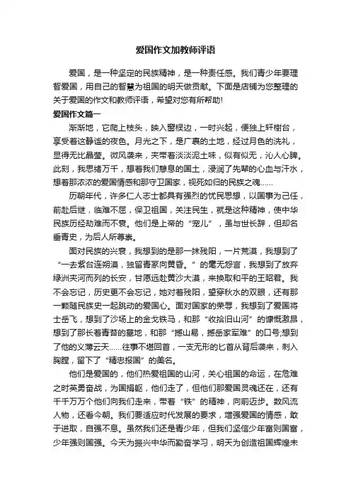 爱国作文加教师评语