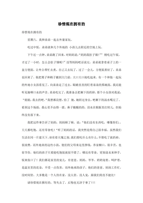 珍惜现在拥有的_小学五年级作文600字