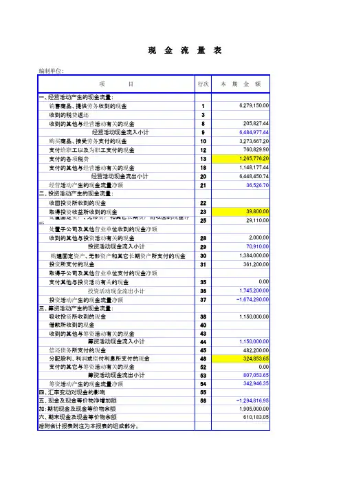 现金流量表-所有者权益变动表