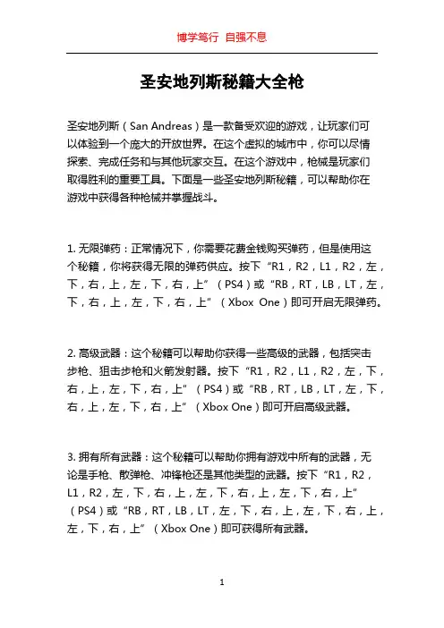 圣安地列斯秘籍大全枪