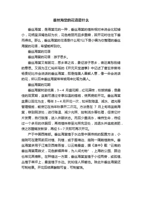 垂丝海棠的花语是什么