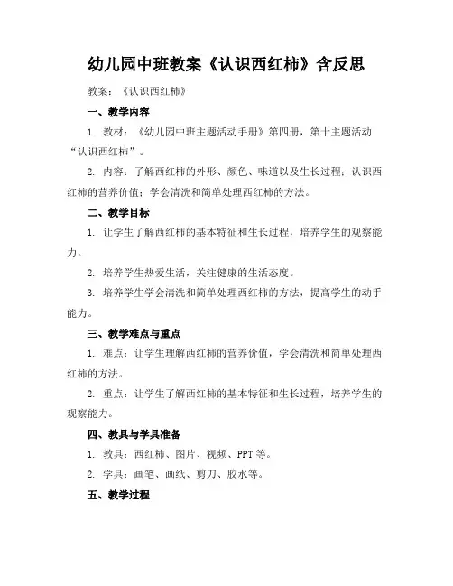 幼儿园中班教案《认识西红柿》含反思