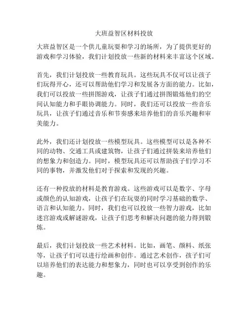 大班益智区材料投放
