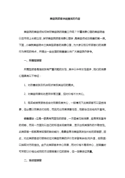 美容院顾客详细摸底的内容