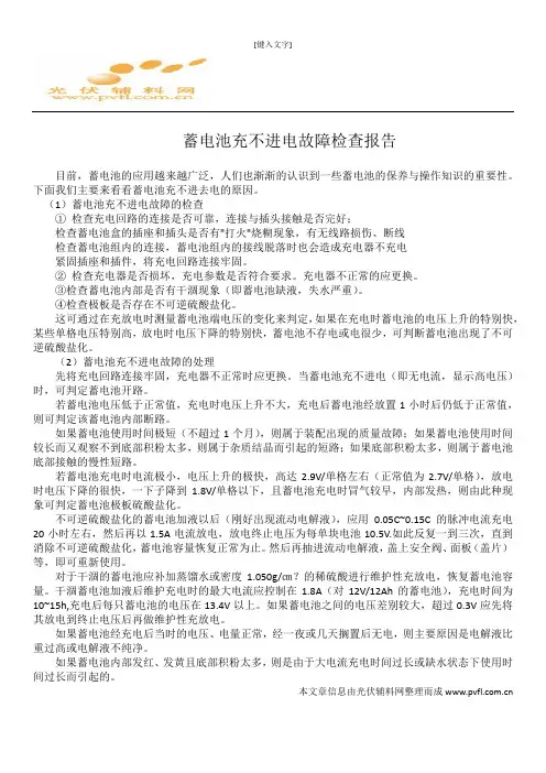 蓄电池充不进电故障检查报告