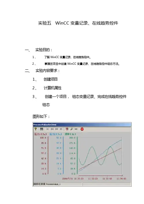 实验五 WinCC变量记录、报警