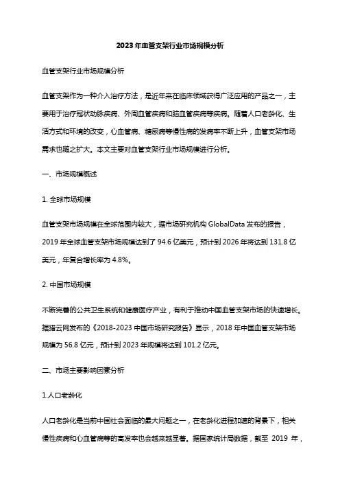 2023年血管支架行业市场规模分析