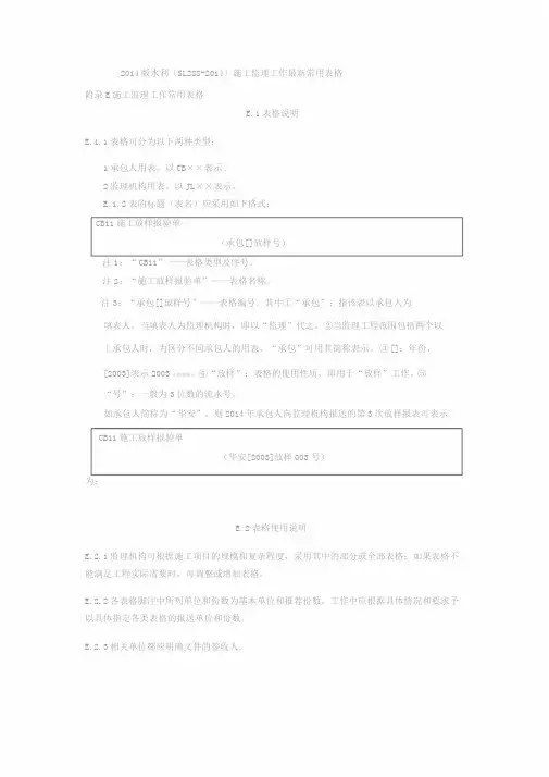 2017水利工程监理规范全套表格
