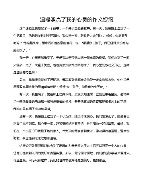 温暖照亮了我的心灵的作文提纲