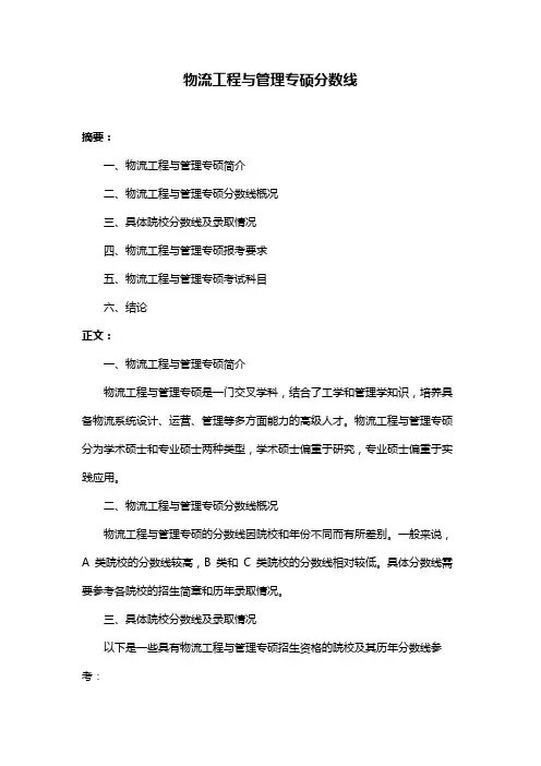 物流工程与管理专硕分数线