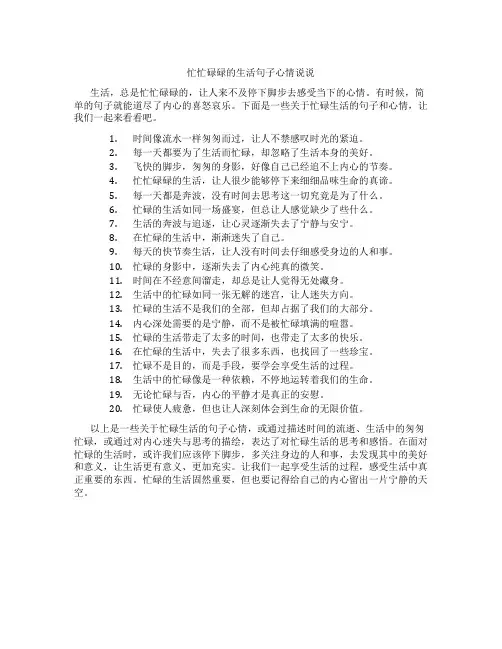 忙忙碌碌的生活句子心情说说