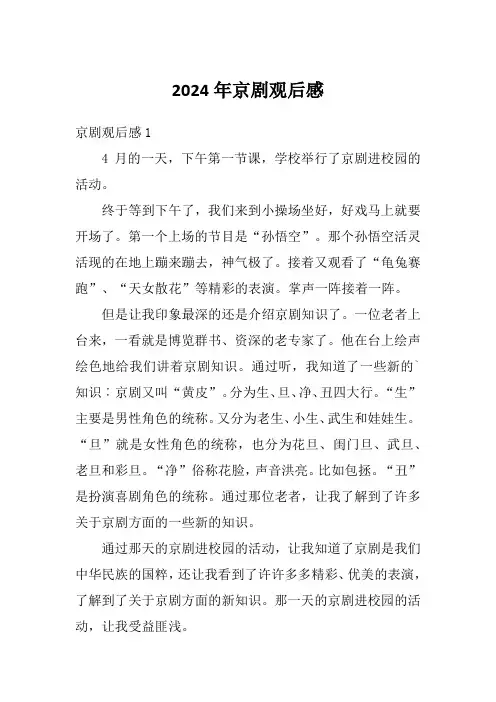 2024年京剧观后感