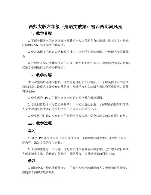 西师大版六年级下册语文教案：密西西比河风光