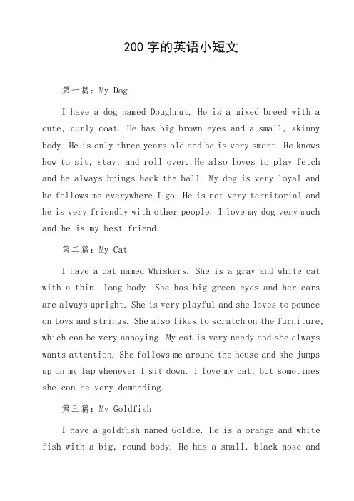 200字的英语小短文