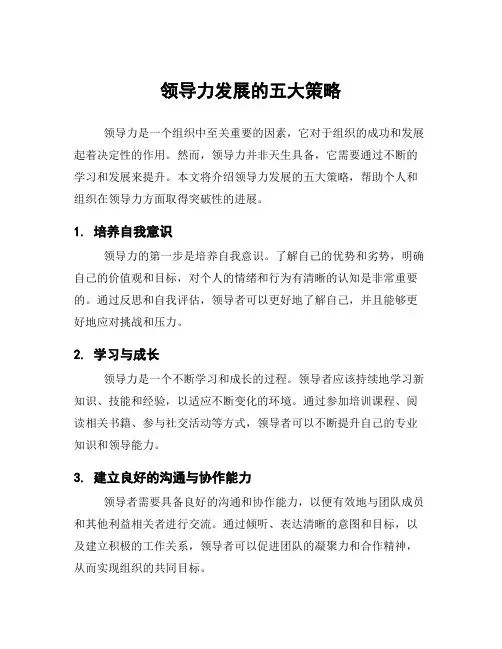 领导力发展的五大策略