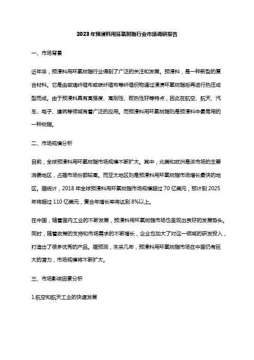 2023年预浸料用环氧树脂行业市场调研报告