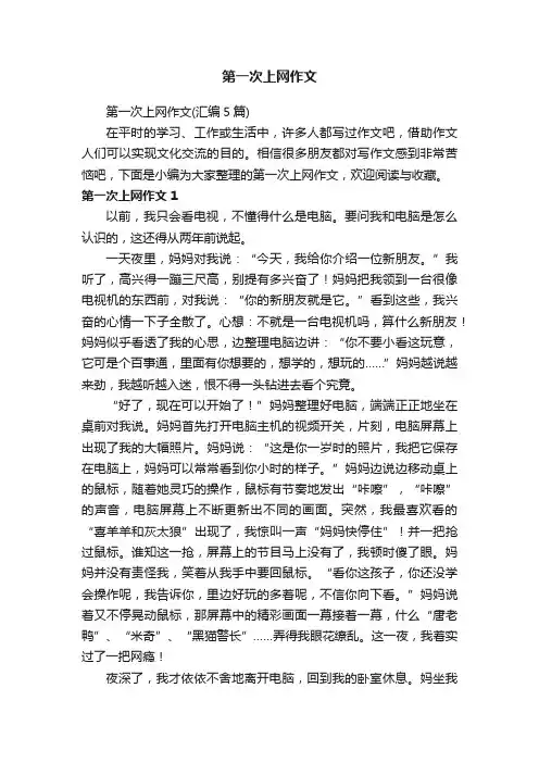 第一次上网作文（汇编5篇）