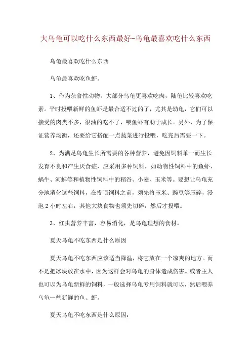 大乌龟可以吃什么东西最好-乌龟最喜欢吃什么东西
