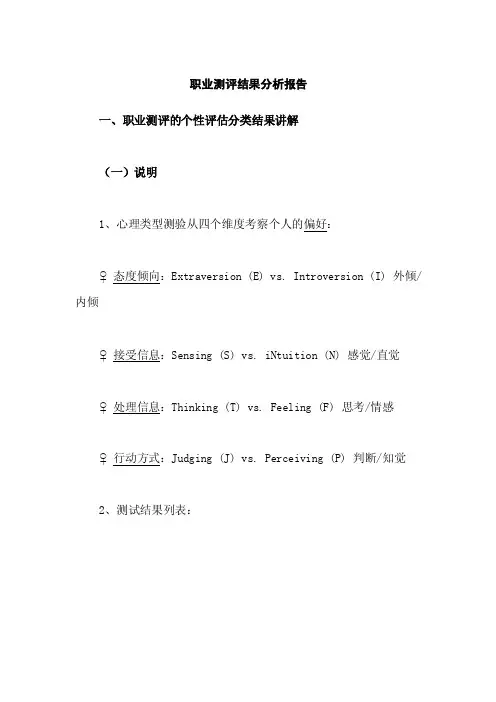 职业测评结果分析报告