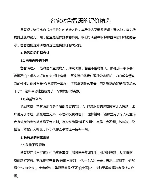 名家对鲁智深的评价精选