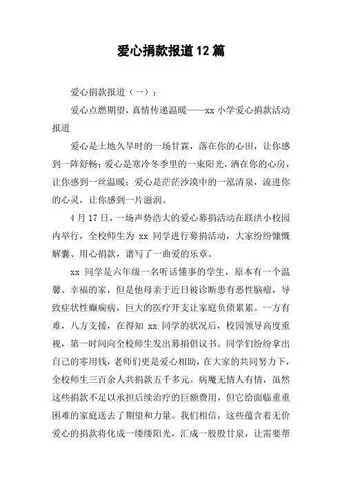 爱心捐款报道12篇