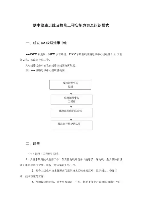 供电线路运维及检修工程实施方案及组织模式
