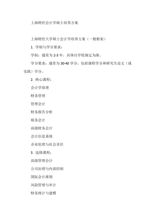上海财经会计学硕士培养方案