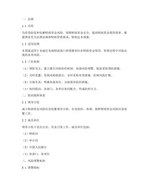 财政资金风险应急预案