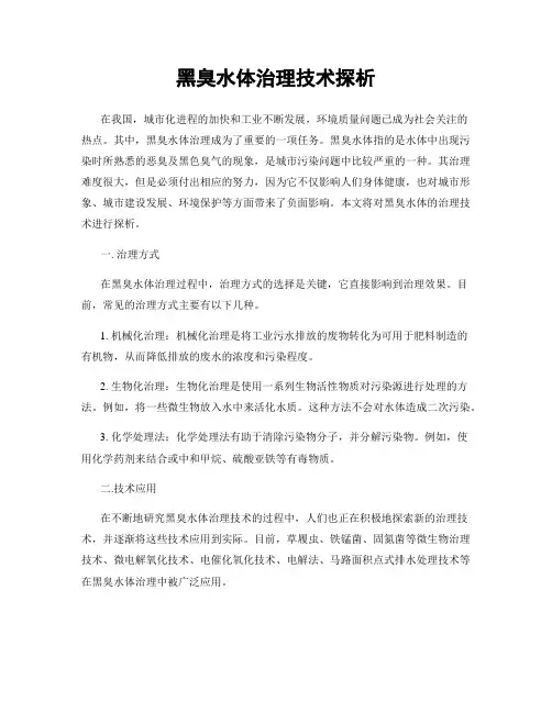 黑臭水体治理技术探析