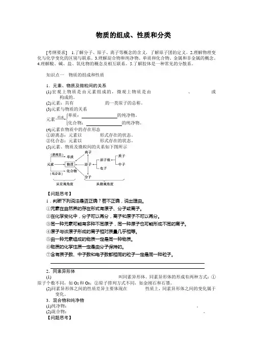 化学用语(物质的组成、性质和分类)